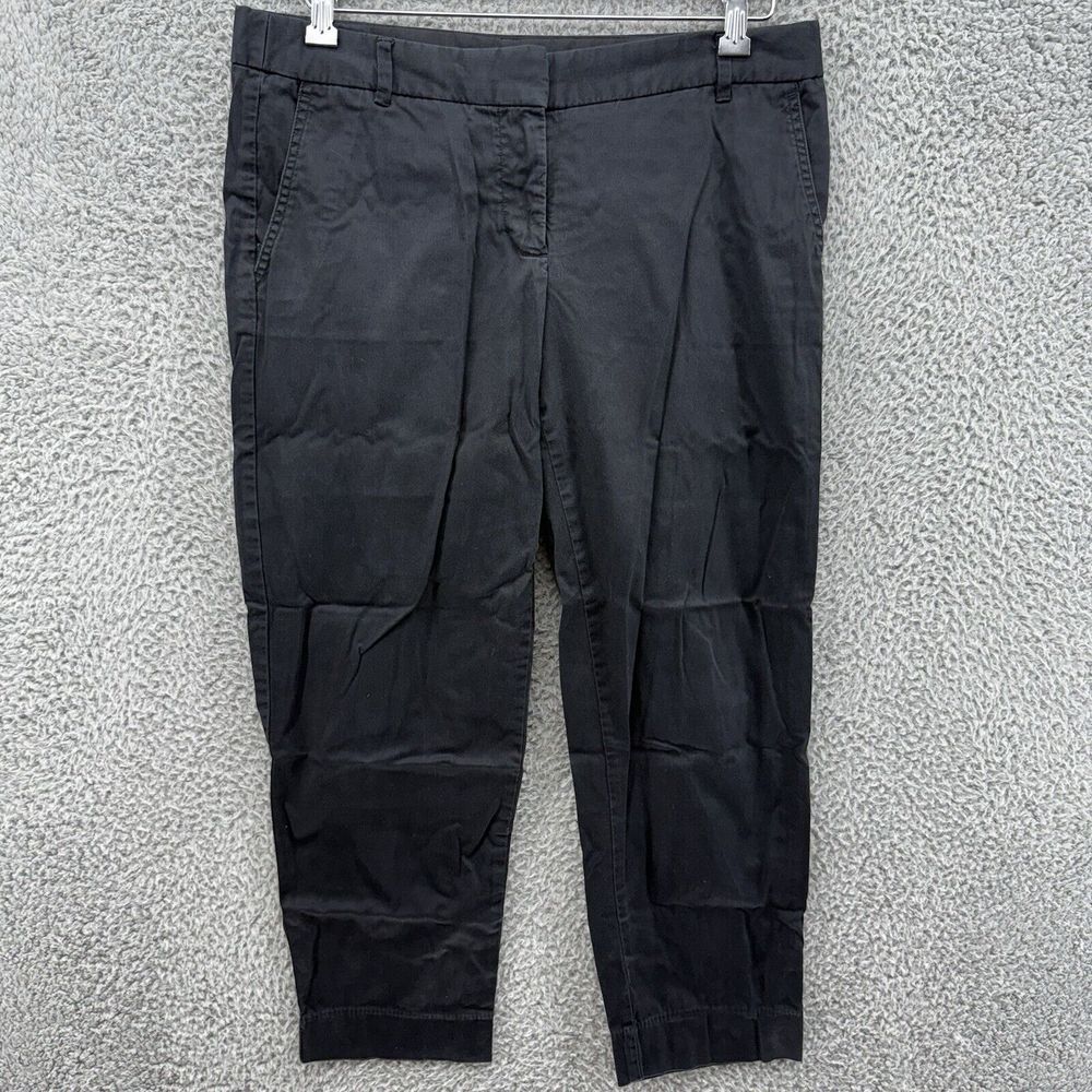 J Crew Stretch Womens Size 2 Black Chino Capri Pants Cotton Slash Pockets‎ Flat